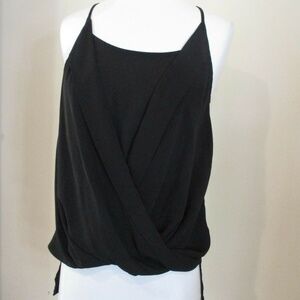 NAKED ZEBRA black draped gathered sleeveless blouse shirt top sz S
